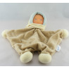 Doudou plat poupée baby Corolle beige blanc bleu