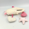 Doudou hochet nuage coeurs blanc rose COROLLE