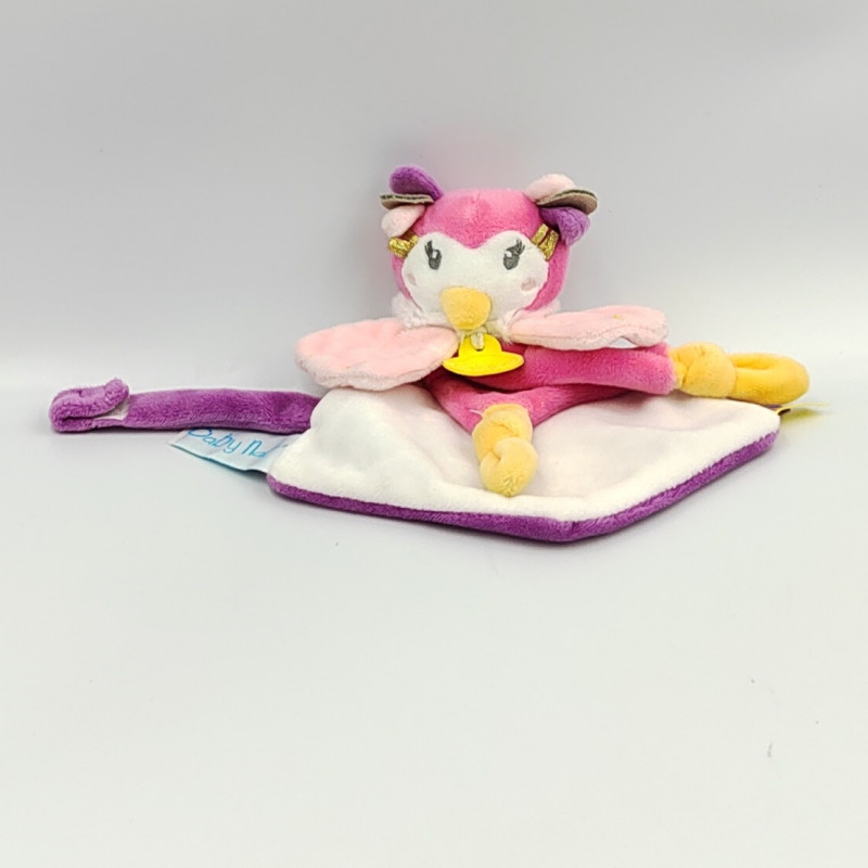 Doudou plat chouette Melle Lou rose blanc violet BABY NAT