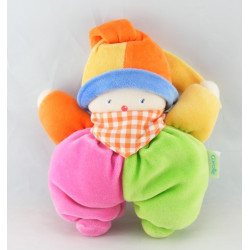 Doudou clown vert rose orange bleu COROLLE