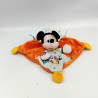 Doudou plat Mickey orange bleu rayé DISNEY