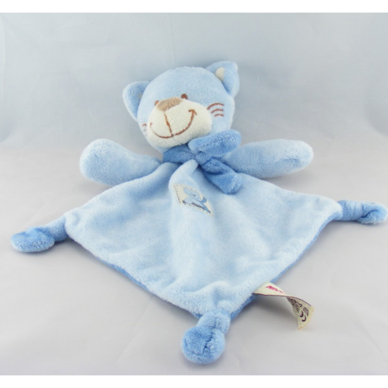Doudou plat ours bleu vert Nicotoy 