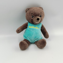 Doudou PETIT OURS BRUN combinaison bleu