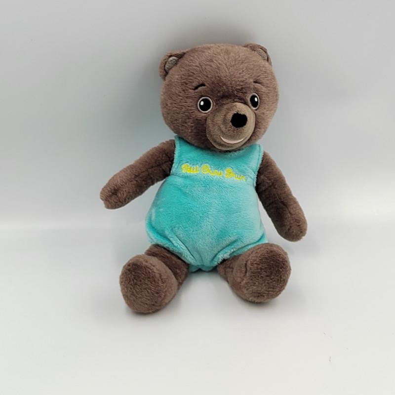 Doudou PETIT OURS BRUN combinaison bleu