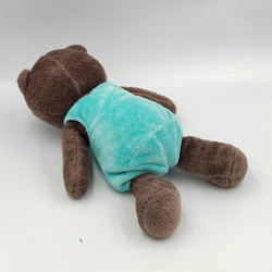 Doudou PETIT OURS BRUN combinaison bleu