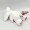 Doudou lapin blanc mouchoir rose Litchi BABY NAT