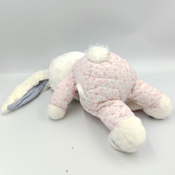 Ancienne peluche lapin blanc rose bleu fleurs chaussons pantoufles IMPEXIT
