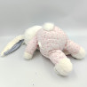 Ancienne peluche lapin blanc rose bleu fleurs chaussons pantoufles IMPEXIT