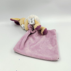 Doudou luminescent lapin rose prune beige mouchoir Lumilunes BABY NAT