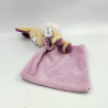 Doudou luminescent lapin rose prune beige mouchoir Lumilunes BABY NAT