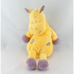 Doudou plat vache girafe jaune coeur violet INFLUX