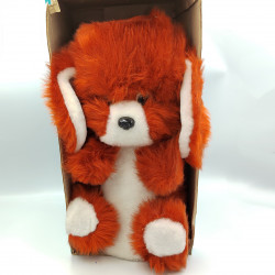 Ancienne peluche range pyjama chien marron orange blanc NOUNOURS
