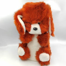 Ancienne peluche range pyjama chien marron orange blanc NOUNOURS