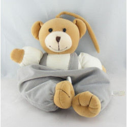 Doudou ours en salopette et noeud papillon Priscilla Larsen 