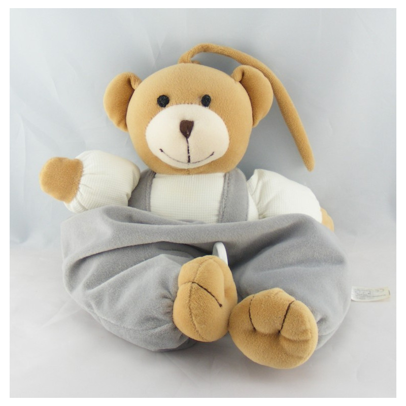 Doudou ours en salopette et noeud papillon Priscilla Larsen 