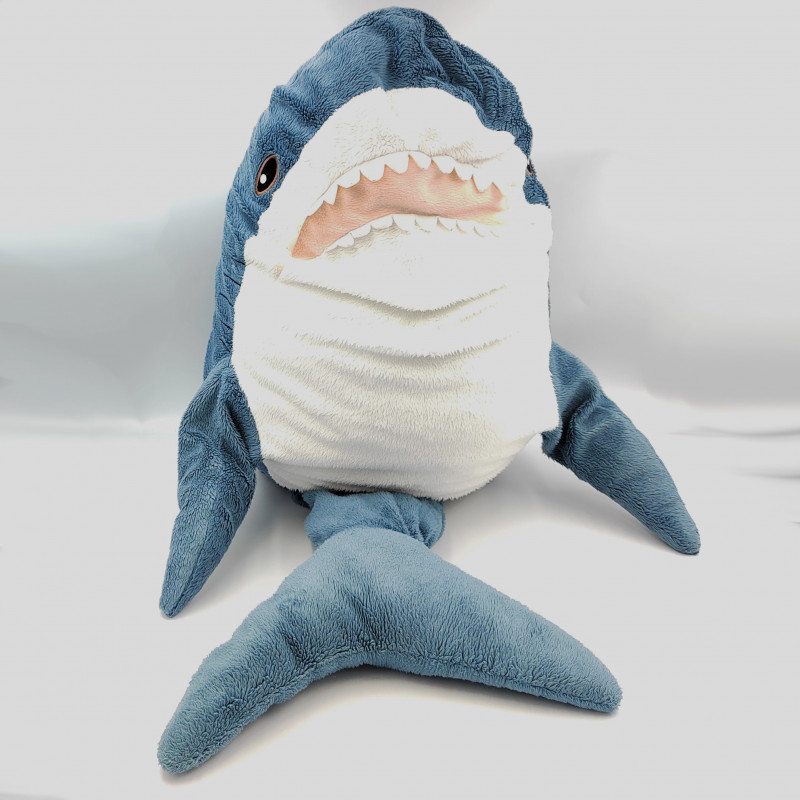 Grande peluche requin bleu blanc IKEA