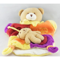 Doudou et compagnie plat ours Marcus jaune orange violet