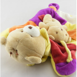 Doudou et compagnie plat ours Marcus jaune orange violet
