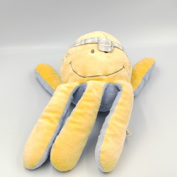 Doudou pieuvre Calypso jaune bleu NOUKIE'S
