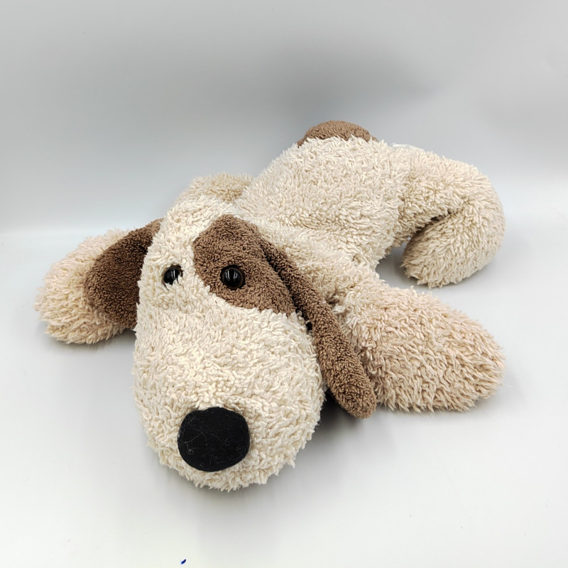 Doudou chien blanc écru beige CA CREDIT AGRICOLE