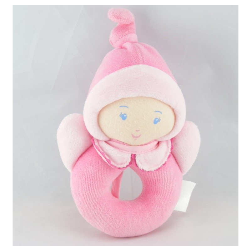 Doudou anneau hochet lutin bébé rose BABI COROLLE