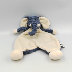 Doudou plat éléphant bleu blanc JELLYCAT