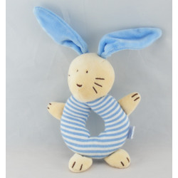 Doudou plat lapin rayé bleu JACADI