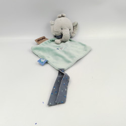Doudou plat éléphant bleu gris Jack NATTOU