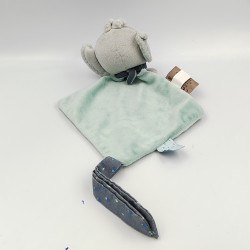 Doudou plat éléphant bleu gris Jack NATTOU