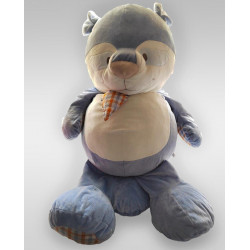 Doudou géant raton laveur bleu blanc orange William NOUKIE'S 90 cm