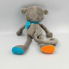 Doudou singe gris bleu orange NICOTOY