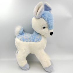 Ancienne peluche chevreuil blanc bleu NOUNOURS