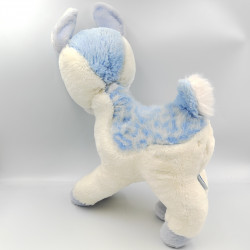 Ancienne peluche chevreuil blanc bleu NOUNOURS