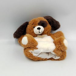 Doudou plat marionnette chien marron noir blanc HISTOIRE D'OURS