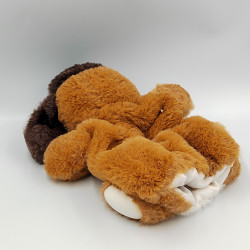 Doudou plat marionnette chien marron noir blanc HISTOIRE D'OURS
