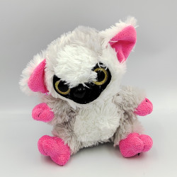 Peluche singe lémurien gris blanc rose Gros yeux brillant DOHO