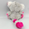 Peluche singe lémurien gris blanc rose Gros yeux brillant DOHO