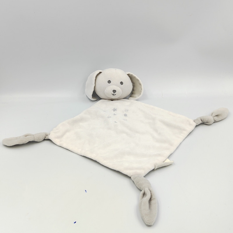 Doudou plat lapin blanc gris étoiles MAISONS DU MONDE