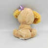 Doudou peluche chien beige noeud mauve ZDT