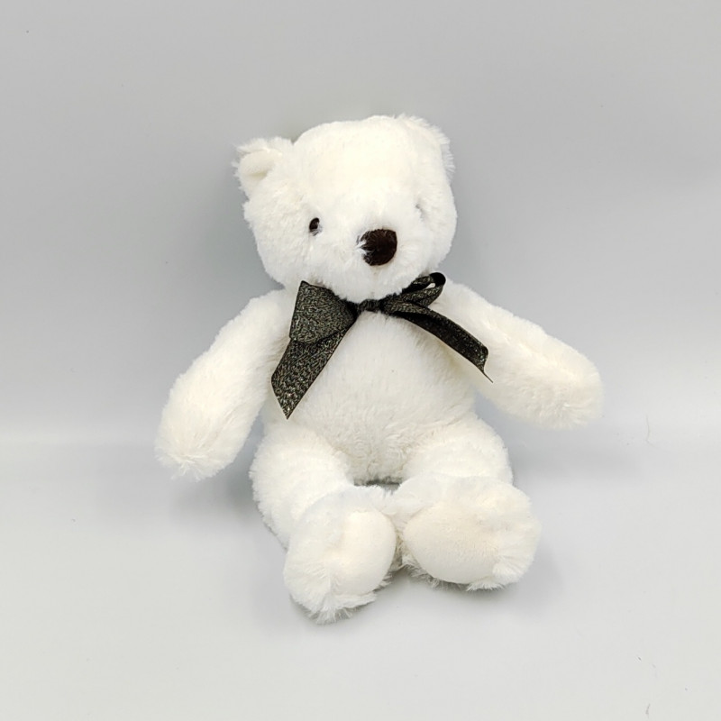 Doudou ours blanc noeud gris JACADI