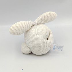 Ancien doudou lapin blanc rose satin anneau FISHER PRICE