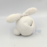 Ancien doudou lapin blanc rose satin anneau FISHER PRICE
