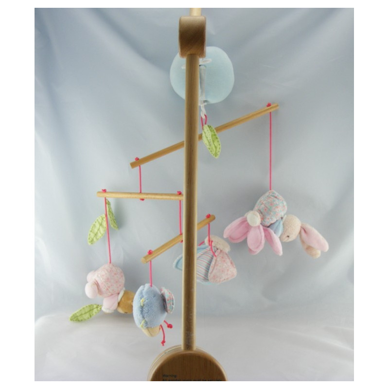 Doudou Lapin Boule rose bleu avec fleurs Liliblue KALOO