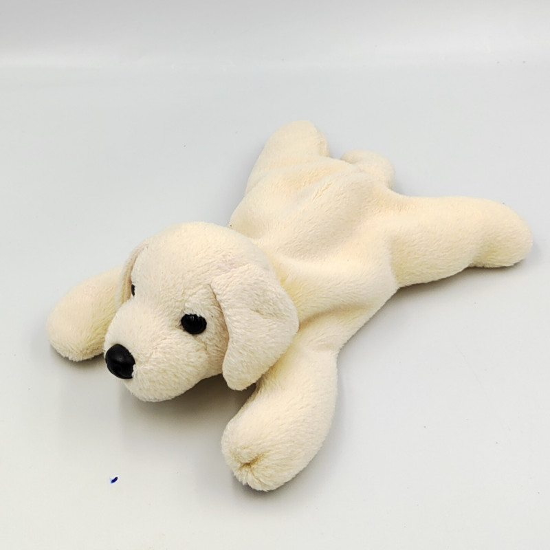 Doudou chien couché créme écru