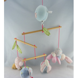 Mobile musical en bois doudou Lapin ours rose bleu Liliblue KALOO