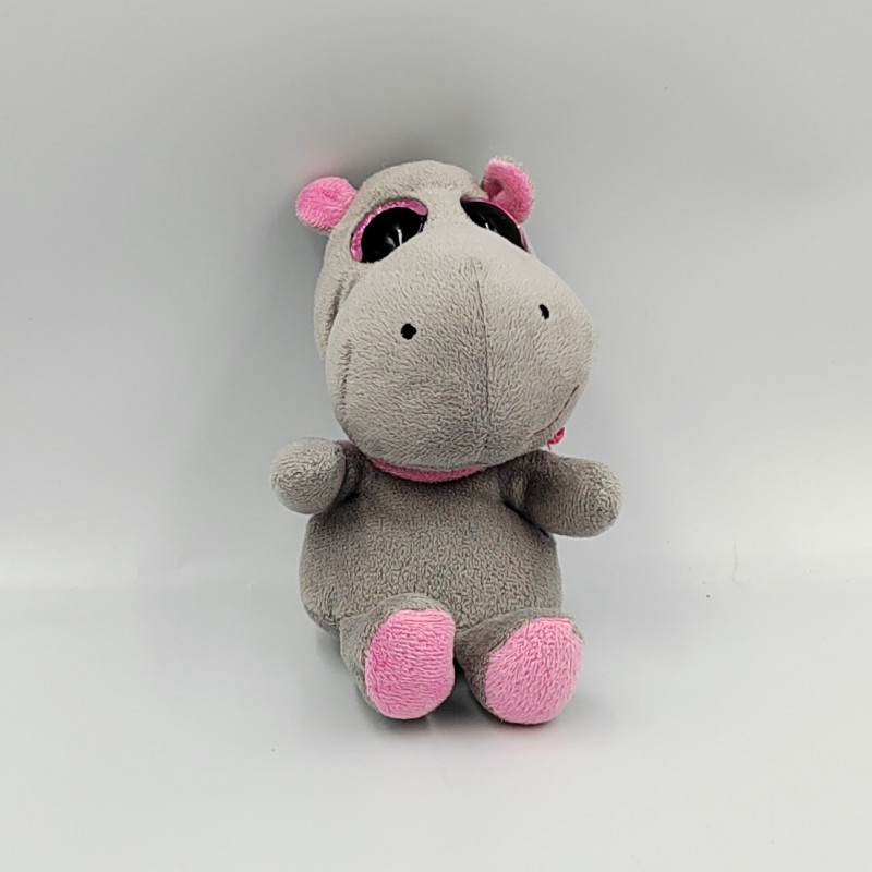 Doudou peluche hippopotame gris rose LOOKIZ JEMINI