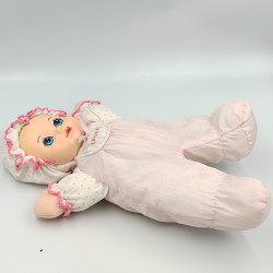 Ancien doudou poupée chiffon rose blanc coeurs PLAYSKOOL