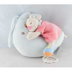 Doudou souris blanche robe rose fleurs NATTOU 