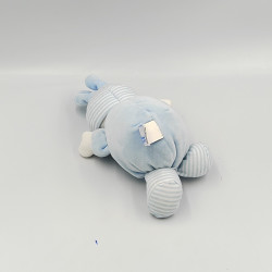 Doudou poupée lutin lapin bleu blanc rayé GIPSY