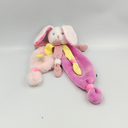Doudou plat lapin Poupi rose jaune pois BABY NAT